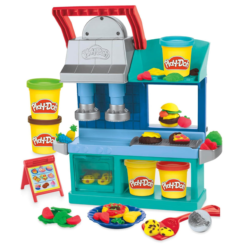 Play-Doh Kitchen Creations Play-Doh Buntes Restaurant, 2-seitiges Küchenspielset, Play-Doh Set für M