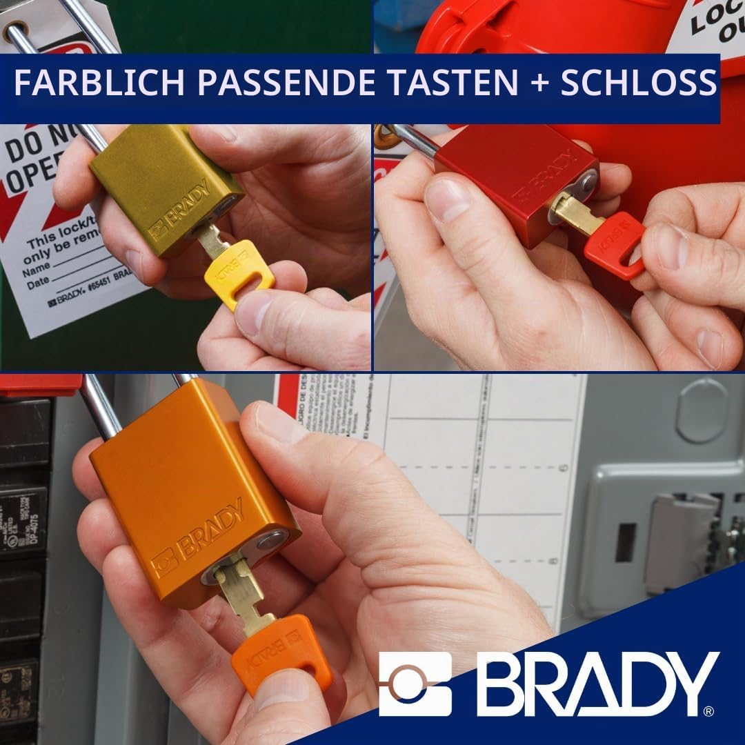 Brady SafeKey Vorhängeschloss Aluminium 1er-Pack - Lockout Schloss mit Schlüssel - Lockout Tagout Si