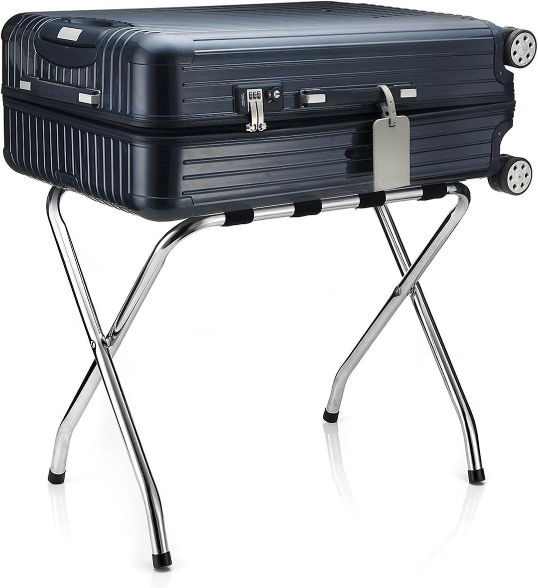 CARO-Möbel Kofferständer Luggage Kofferablage Kofferbock, Metall verchromt, klappbar, Chrom
