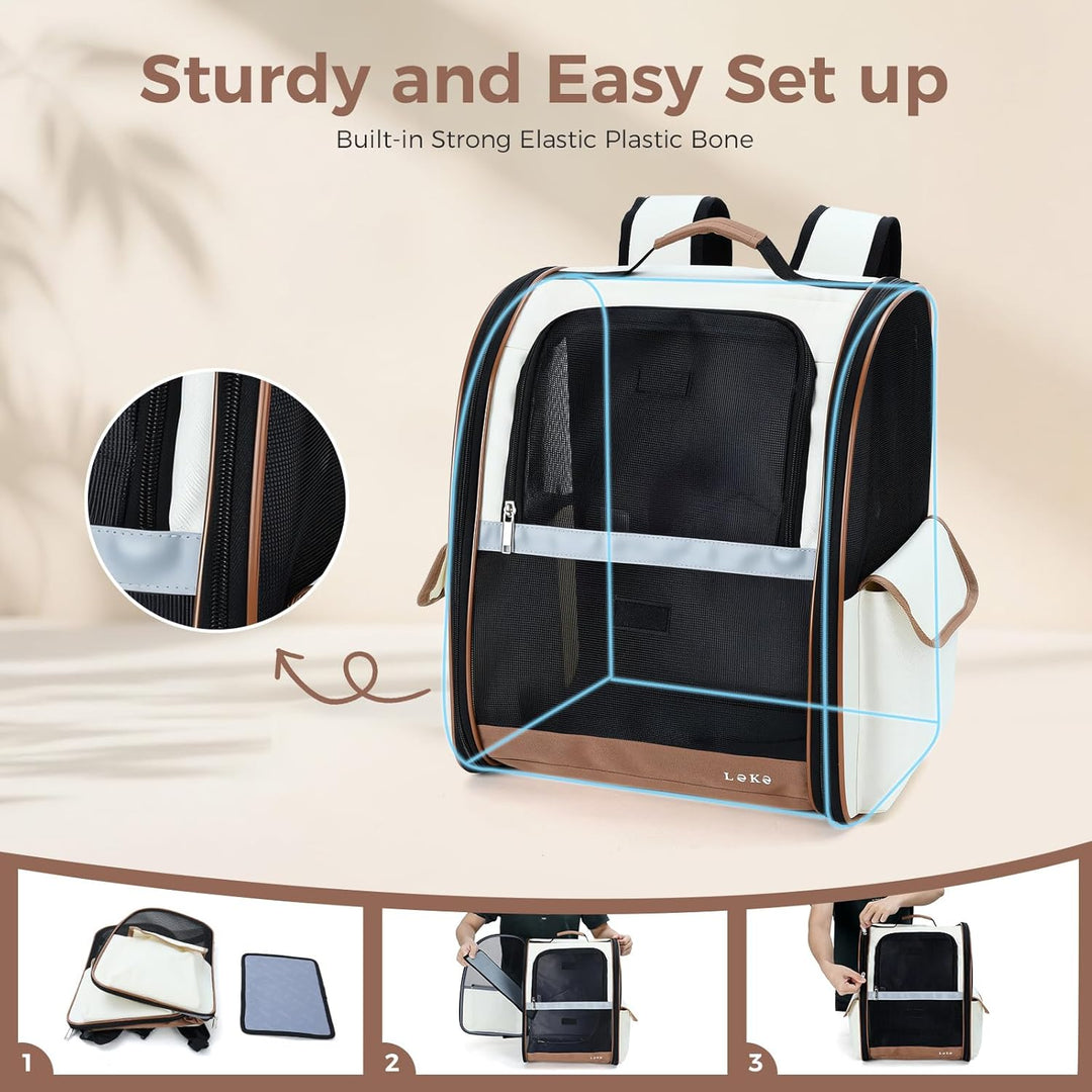 HundeRucksack und KatzenRucksack für Mittel/Kleine Haustiere(2-8KG), Haustier Rucksack mit Netzfenst
