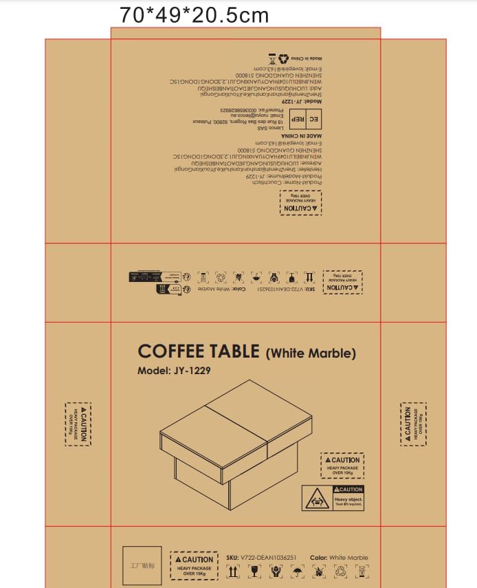 VOWNER Couchtisch, Moderner Couchtisch, Ausziehbarer Schreibtisch, Wohnzimmertisch mit 2 Stauräume,