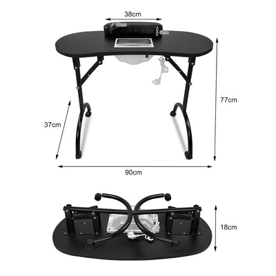 LARS360 Maniküretisch mit Absaugung, Faltbar Nageltisch Maniküre Tisch Tragbaresmanikürtisch Mobiles