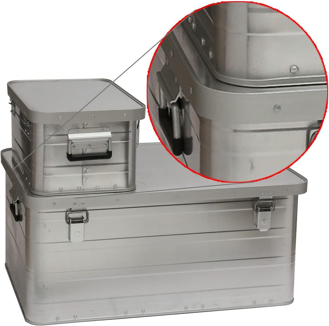 Aluminiumbox Alubox Alukiste mit Schnappschloss, Griffen, Dichtung (130 Liter) Grösse XL - 130 Liter