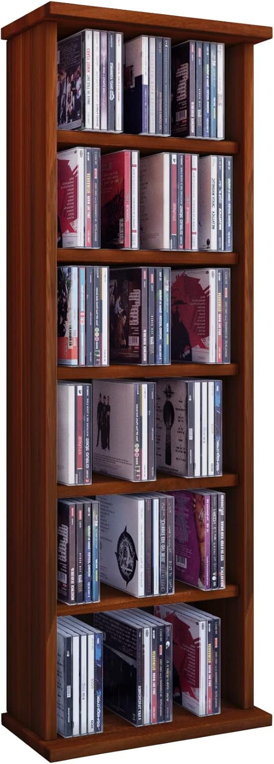 VCM Holz CD DVD Stand Regal Schrank Aufbewahrung Standregal Ständer Vostan Kern-Nussbaum, Kern-nussb