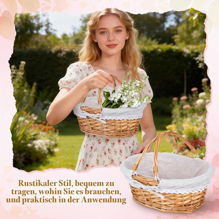 Toyvian Blumenkörbe aus Weidengeflecht - Handgeflochtener Picknickkorb aus Weidengeflecht mit Griff