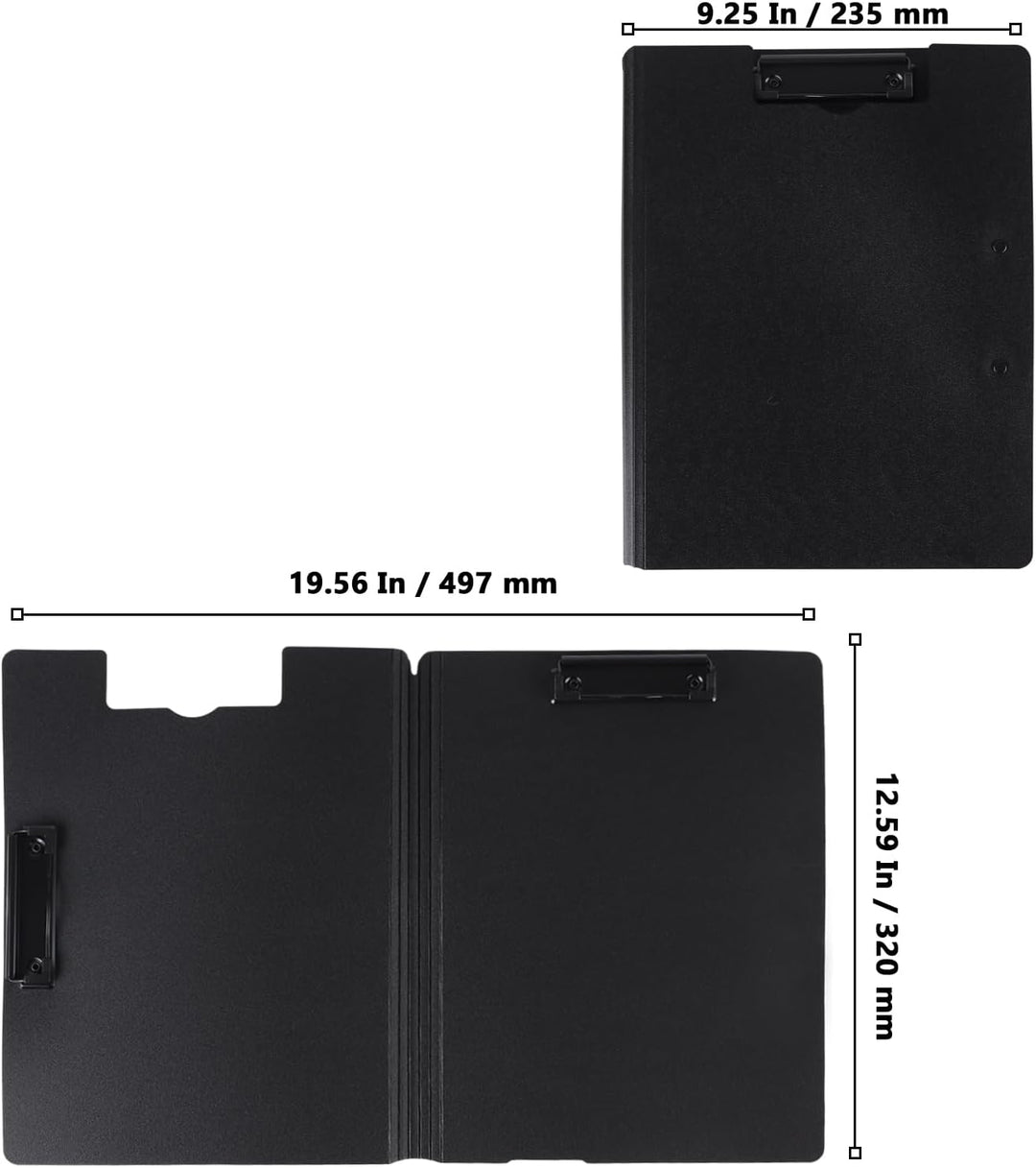 8 Stück Klemmbrett A4 Schwarz mit Deckel, Faltbare Klemmbretter Klemmbrettmappe mit 2 Klemmen, Schre
