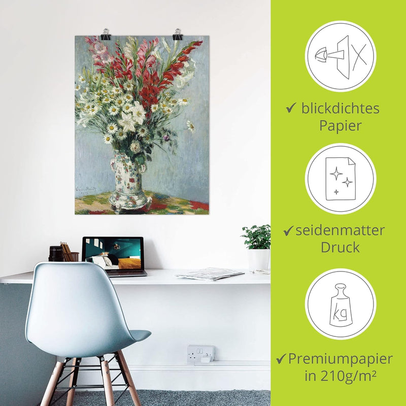 ARTland Poster Kunstdruck Wandposter Bild ohne Rahmen 90x120 cm Hochformat Stillleben Vase Pflanzen