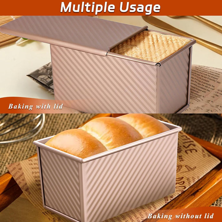 2 Stück Brotbackform mit Deckel, Toastbrot Backform mit Deckel, 450g (1lb) Antihaft Brotform Kastenf