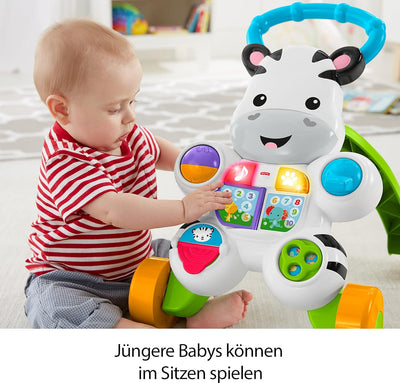 Fisher-Price DLD94 - Lern mit mir - Zebra Lauflernwagen, musikalisches Aktivitäts- und Gehspielzeug