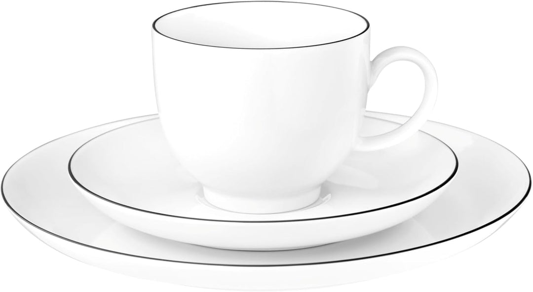Seltmann Weiden 001.737147 Kaffeeservice 18-teilig Lido Black Line, 43.0 x 24.0 x 18.1 cm Single, Si