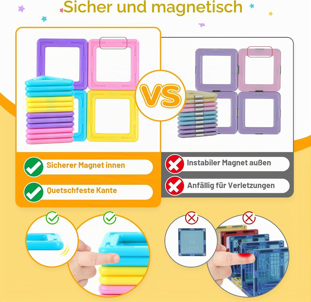 Magnetische Bausteine 90 Teile Magnetbausteine Magnet Spielzeug Magnetspiele Montessori Magnetische