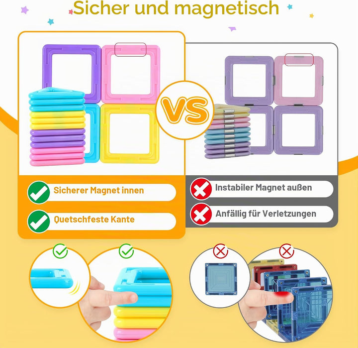 Magnetische Bausteine 90 Teile Magnetbausteine Magnet Spielzeug Magnetspiele Montessori Magnetische