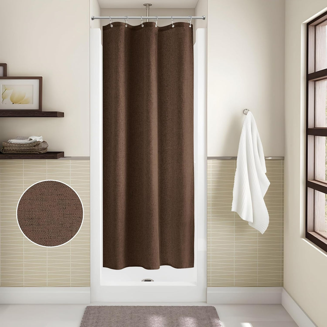 VANZAVANZU Duschvorhang Schmaler Leinen 92 x 182 cm mit Metall Duschvorhangringe Schwerer Stoff Text