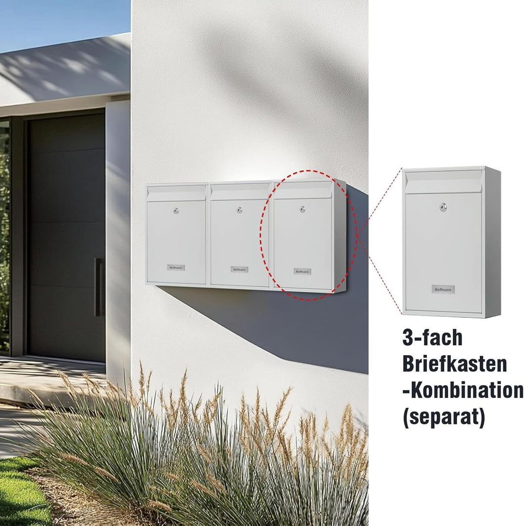 Zedelmaier Mehrfamilienhaus personalisiert 3er Briefkastensysteme Briefkastenanlage Briefkästen Wand