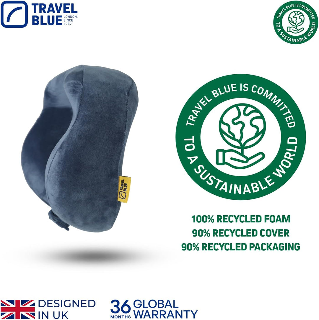 Travel Blue Reisekissen Memory Foam - Ergonomisches, Leichtes Nackenkissen für Flugzeug, Auto, Büro