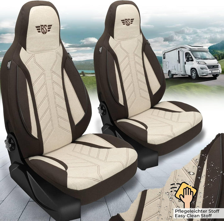 BREMER SITZBEZÜGE Wohnmobil Schonbezüge für FIAT Ducato Jumper Boxer PLKT210 PLKT210 - Braun/Beige,