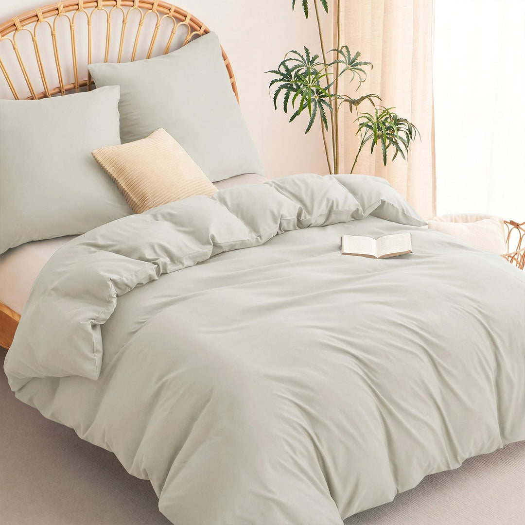 WAVVE Bettwäsche 200x200 3 teilig Beige - Bettbezug 200 x 200 Set mit Kissenbezüge 80x80 cm, Bettwäs