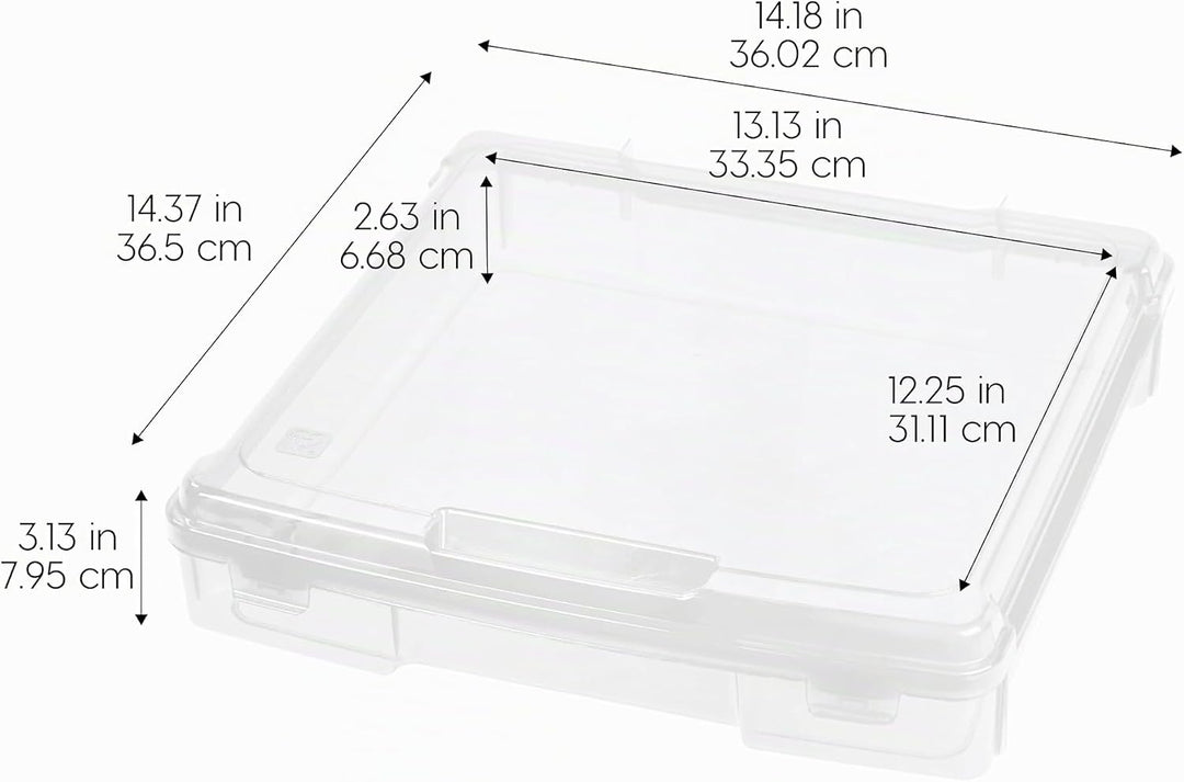 Iris Ohyama, Tragbare Aufbewahrungsbox mit Deckel flach, Schreibtisch Organizer, Transparent, 10L, 6