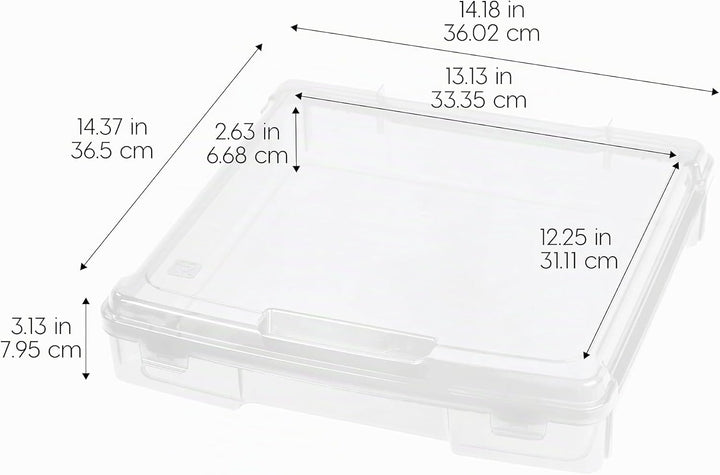Iris Ohyama, Tragbare Aufbewahrungsbox mit Deckel flach, Schreibtisch Organizer, Transparent, 10L, 6