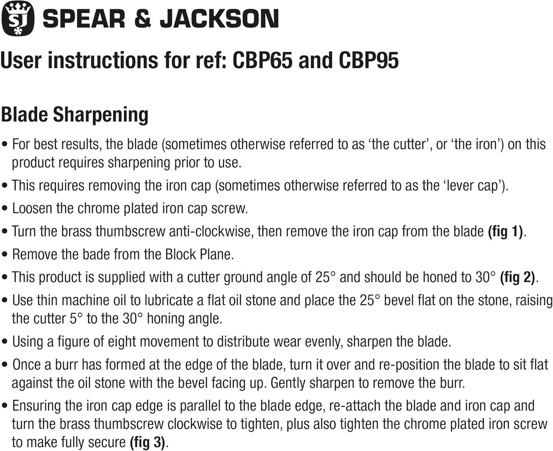 Spear &amp; Jackson CBP65 6 Tischler-Hirnholzhobel, 16,5 cm 6 ½" Blockhobel, 6 ½" Blockhobel