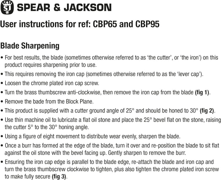 Spear &amp; Jackson CBP65 6 Tischler-Hirnholzhobel, 16,5 cm 6 ½" Blockhobel, 6 ½" Blockhobel