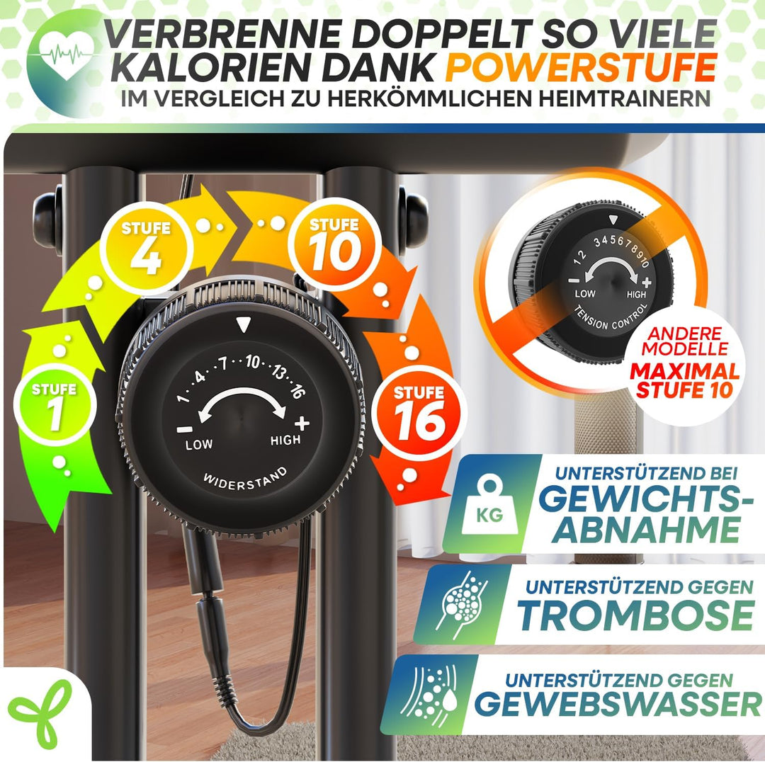 Neu Tretmann Hometrainer fahrrad Klappbar Set-extra bequem & leise- [RelaxFoam] bis 150KG Belastbar