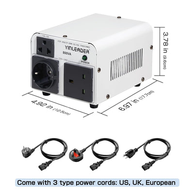 Yinleader 800VA 110V 220V Spannungswandler Ringkern-Transformator 800 Watt - In: 110V oder 220V / Ou