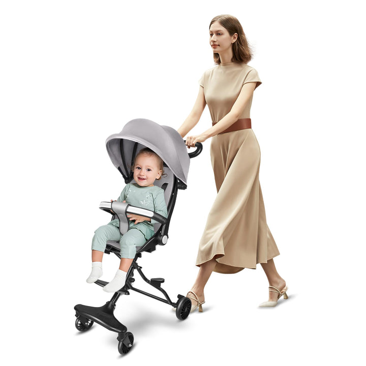 OHMG Kinderwagen für Babys, ultraleicht, kompakt, faltbar, von Geburt bis 25 kg, mit Trolley-System,
