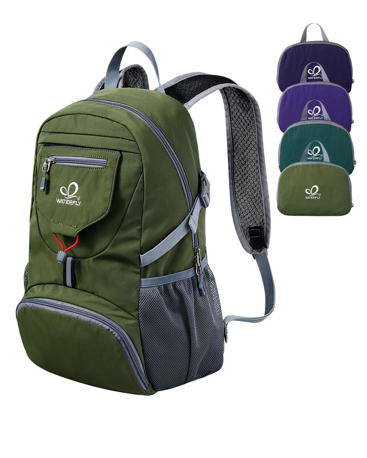 WATERFLY Ultraleicht Faltbar Klein Rucksack: 20L Leicht Packable Wanderrucksack Tagesrucksack Trekki