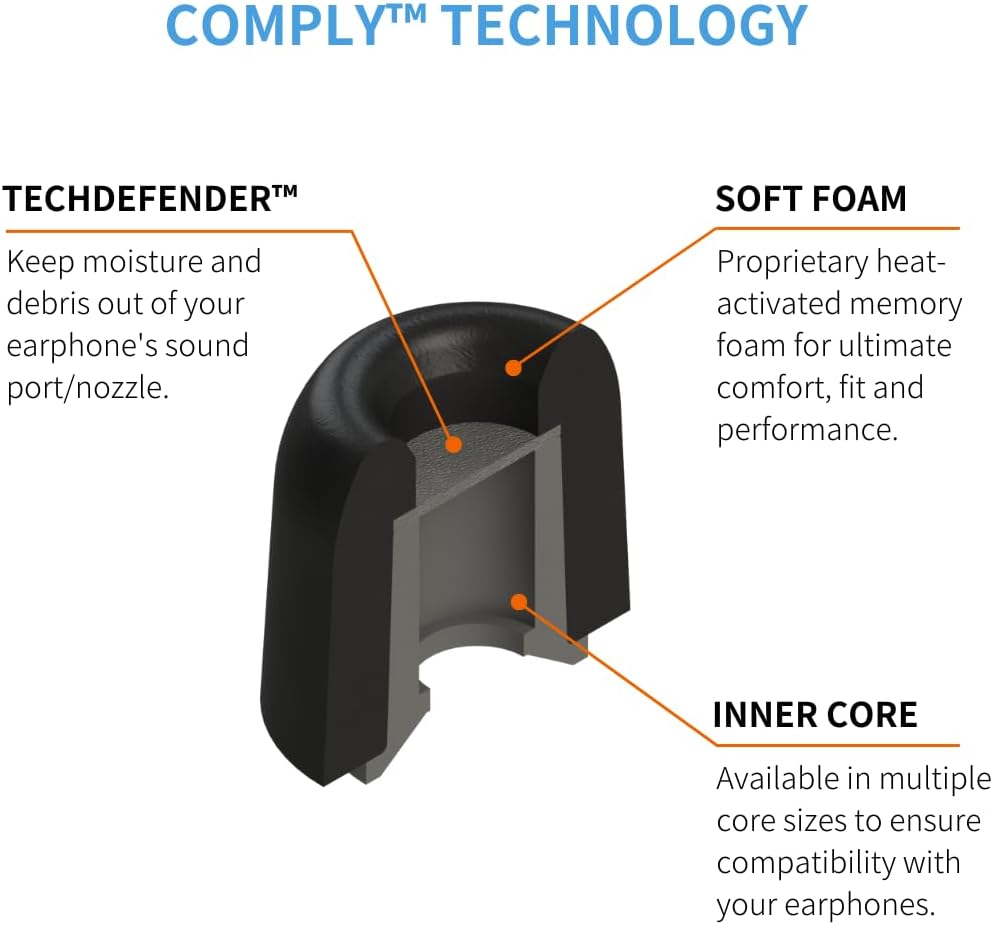 Comply Ohrstöpsel TZ-100 Core Series, für Shure, Westone, Klipsch, Original Tips, Grösse M, 3 Paar T