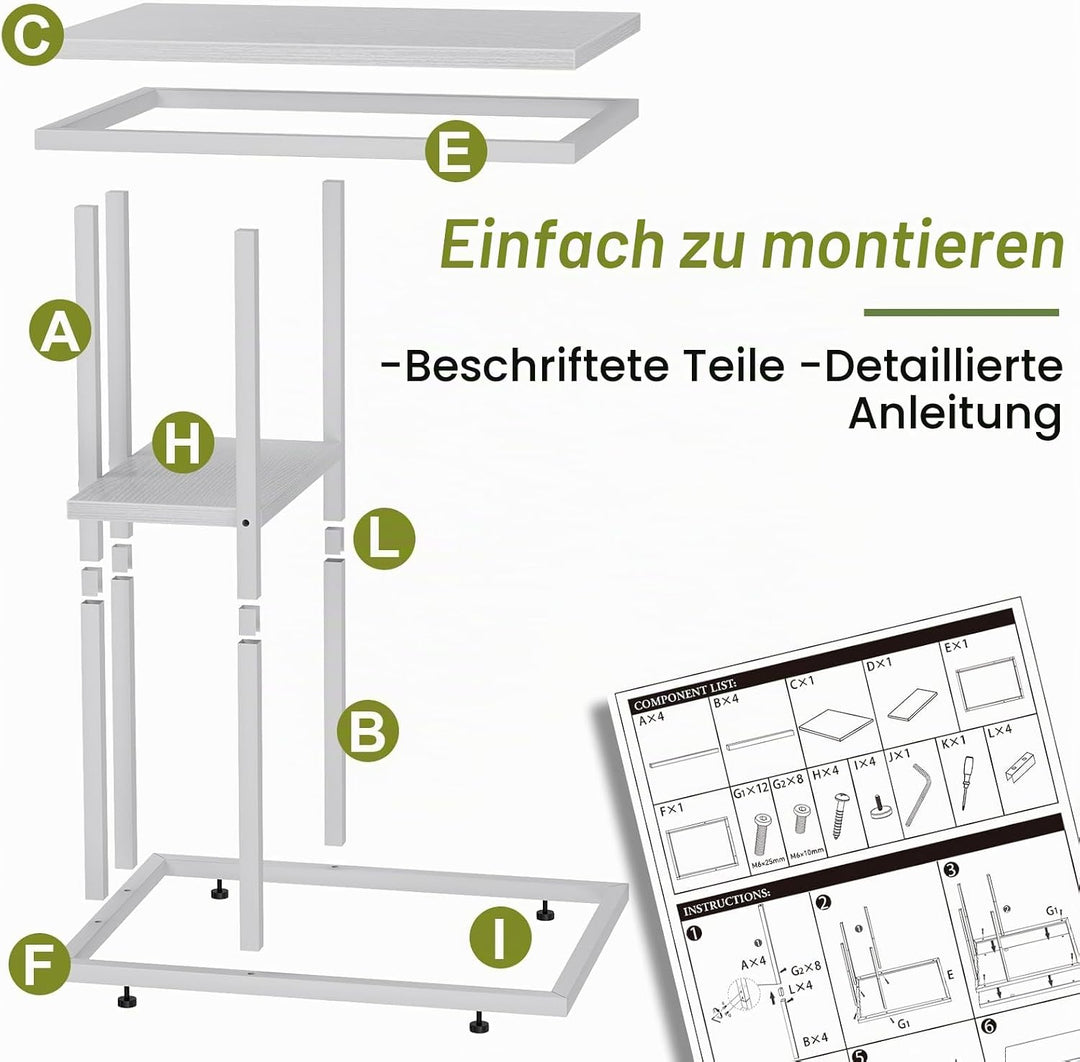 Beistelltisch C Form, Couch Beistelltisch, Kaffeetisch Kleiner Tisch, Sofa Tisch Beistelltisch Bett,