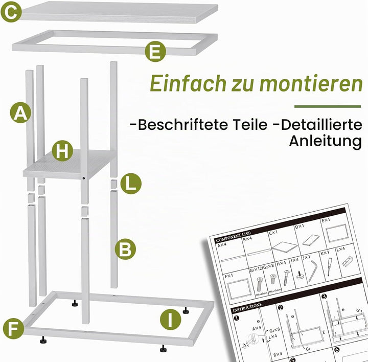 Beistelltisch C Form, Couch Beistelltisch, Kaffeetisch Kleiner Tisch, Sofa Tisch Beistelltisch Bett,