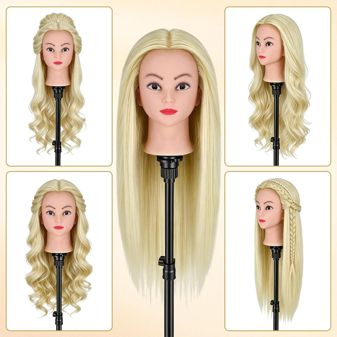 TwoWin Friseurkopf mit Haaren, 20 Zoll (51 cm) 80% Echthaar Mannequin Kopf, Trainingskopf für Stylin