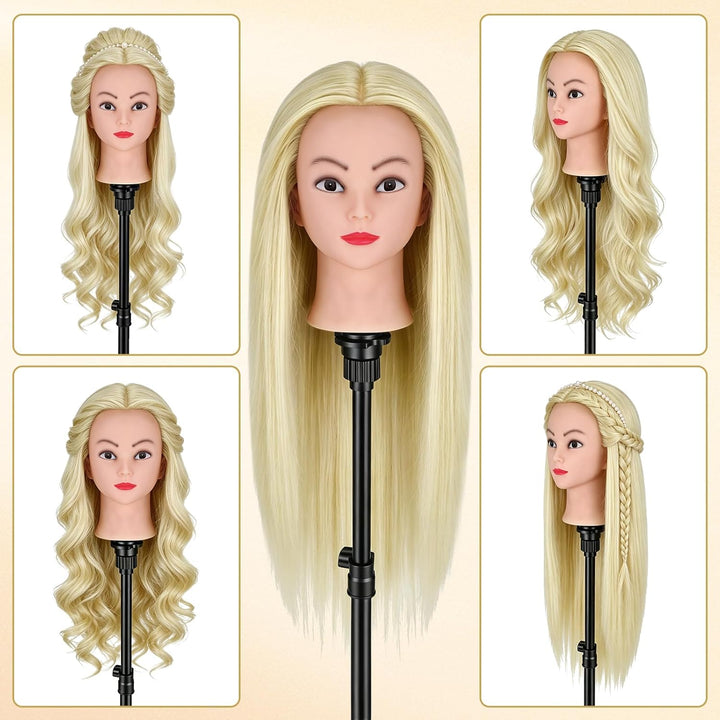 TwoWin Friseurkopf mit Haaren, 20 Zoll (51 cm) 80% Echthaar Mannequin Kopf, Trainingskopf für Stylin