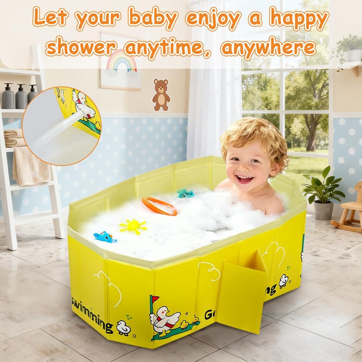 Faltbare Badewanne Kinder Tragbare Säuglings Badewanne Baby mit Ablassschraube Integrierte Tragbare