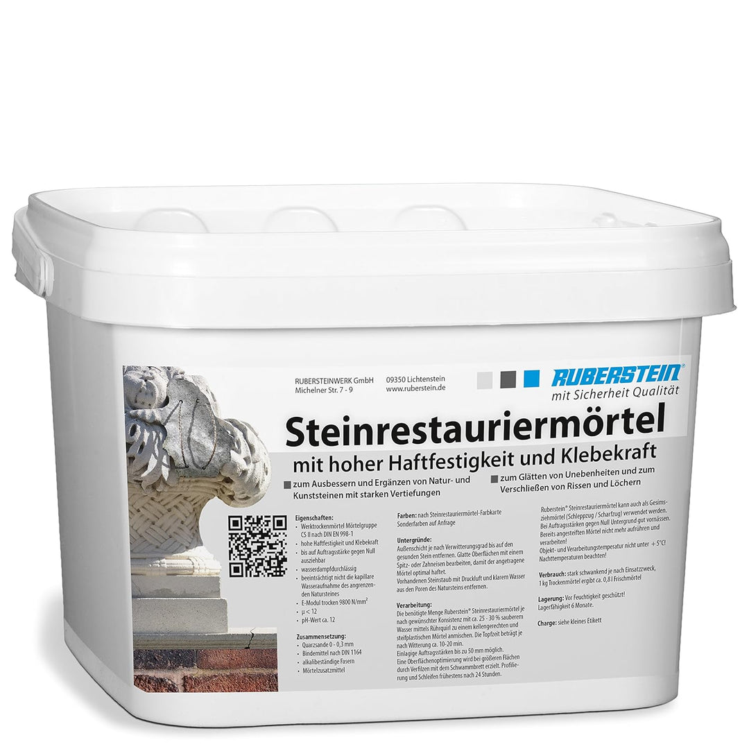 Ruberstein® Steinrestauriermörtel/Reparaturmörtel/Mörtel für Sandstein 5 kg im Eimer (klinkerrot)