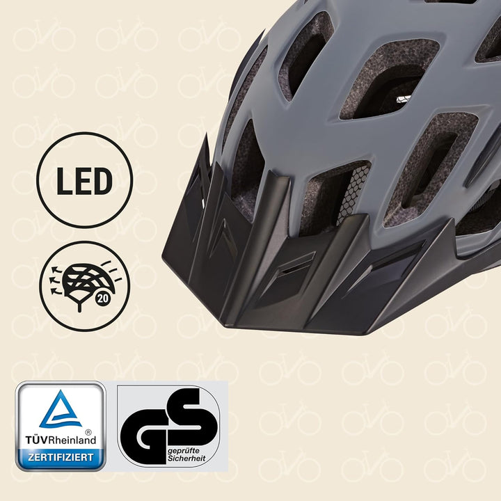 Prophete Fahrradhelm, für Damen und Herren, mit integrierter LED und Fidlock Verschluss, Grösse: 55-