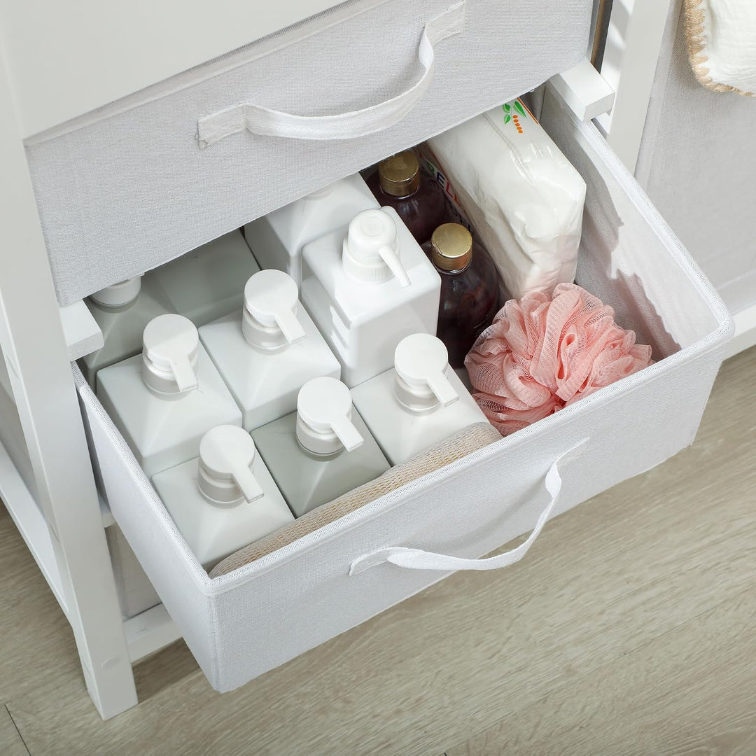 AIYAPLAY Wickeltisch mit 4 Schubladen, Wickelkommode für 0-12 Monate (max. 11kg), mit Matte, Säuglin