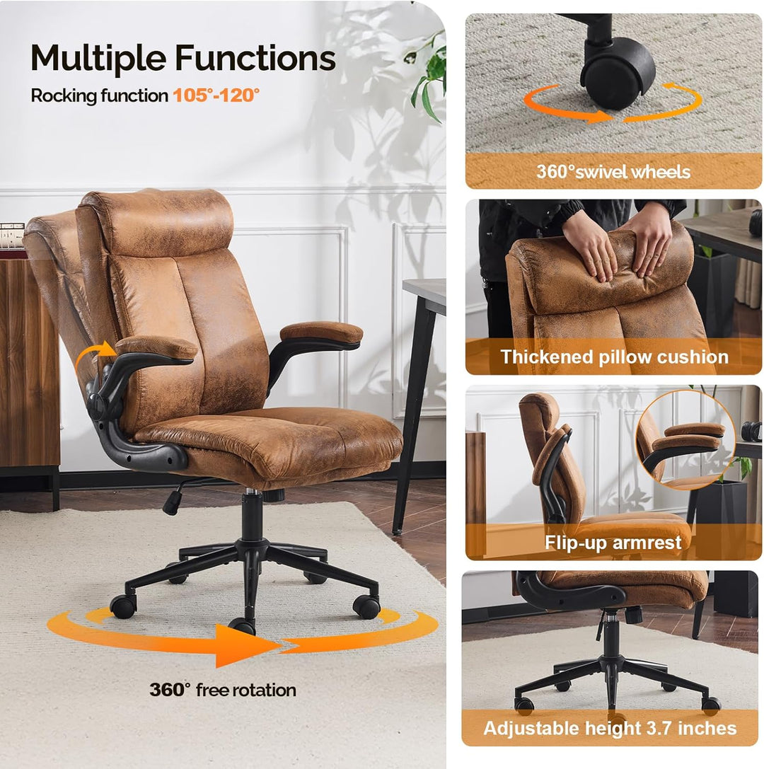 Bonnlo Ergonomischer Bürostuhl, Schreibtischstuhl mit hochklappbarer Armlehne, Computerstuhl, Drehst