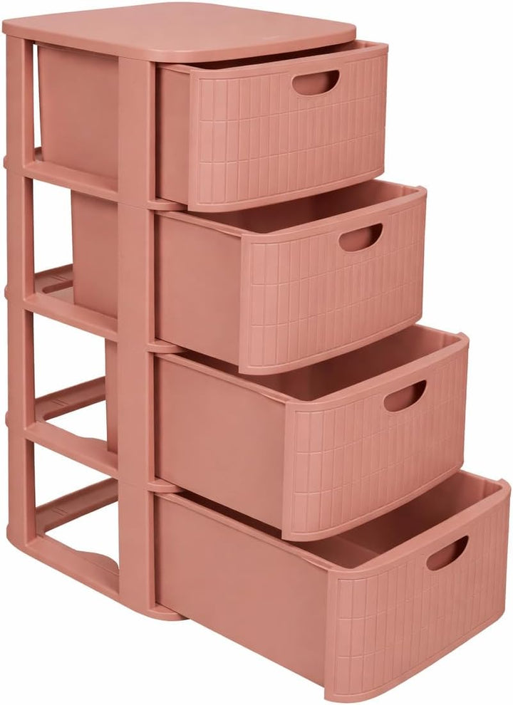 Kreher® XL Rollbarer Schubladenschrank Rollcontainer Nischenschrank aus Kunststoff in Rillen-Optik m