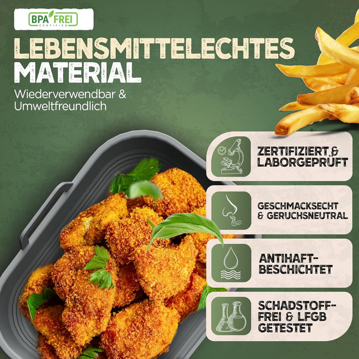 Silikonform Faltbar 2x Set Zubehör für Ninja AF400 AF451 Foodi Max, Dual Zone Airfryer, Heissluftfri