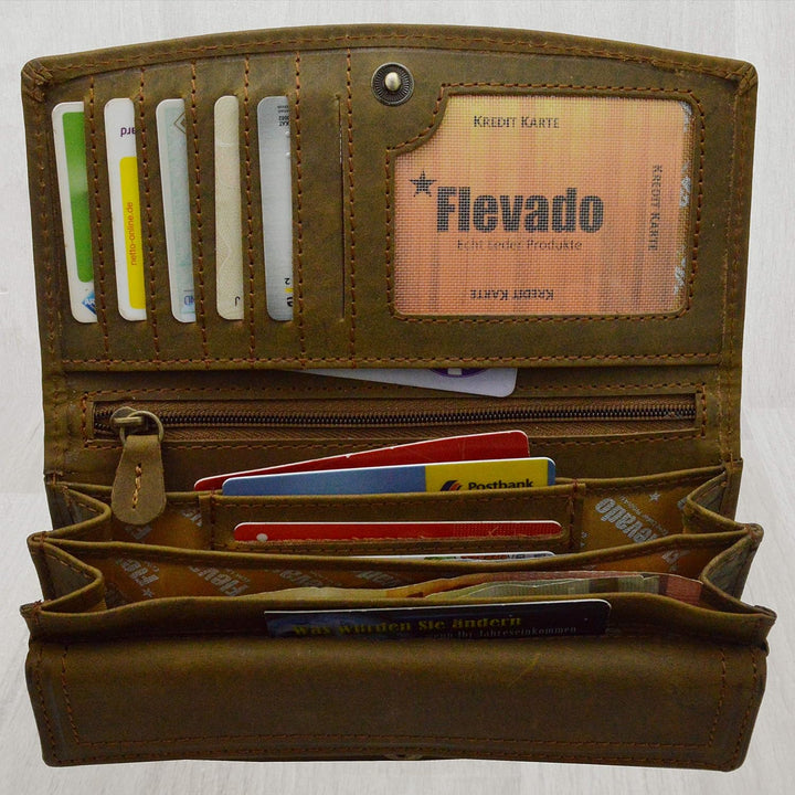 flevado Buisness Damen Brieftasche Vintage Hand Made mit RFID Schutz