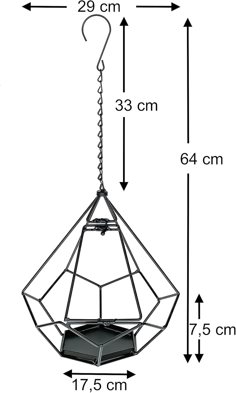 DanDiBo Blumenampel innen Metall Wand Hängepflanzen 64 cm 96075 S mit Tür 6 Ecken Pflanzenhänger Blu