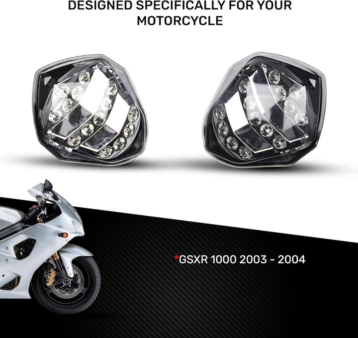 avdb-moto LED-Bremslicht mit integriertem Blinker kompatibel mit Suzuki GSXR1000, K3, K4 2003/2004 (