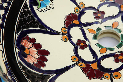 La Reina - Talavera Aufsatzwaschbecken - Cerames | Waschschale 44 x 35,5 x 15 cm | Mexikanisches Ova