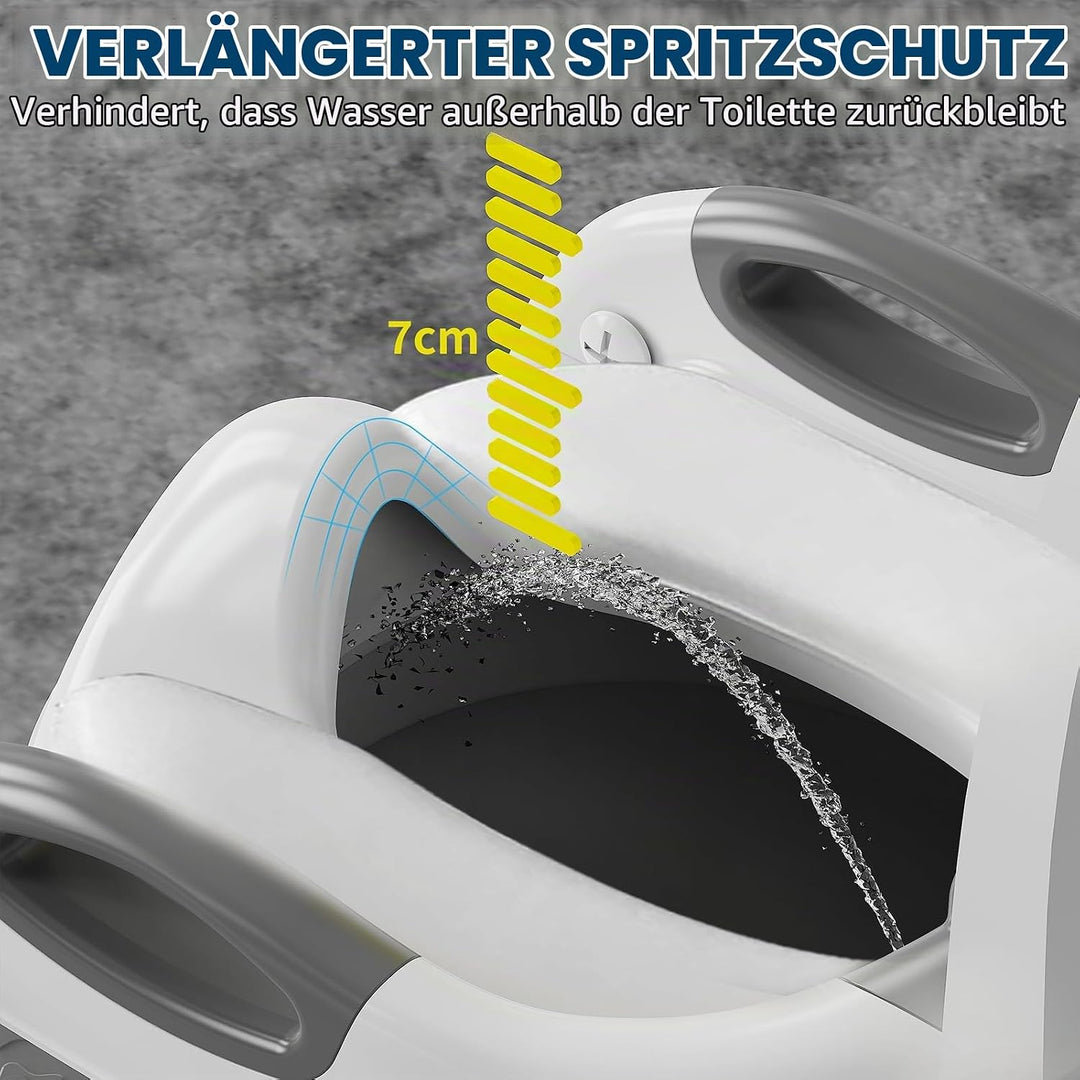 Toilettensitz Kinder mit Treppe – 8-fach Höhenverstellbar &amp; Extra Breites Trittbrett – Rutschfester