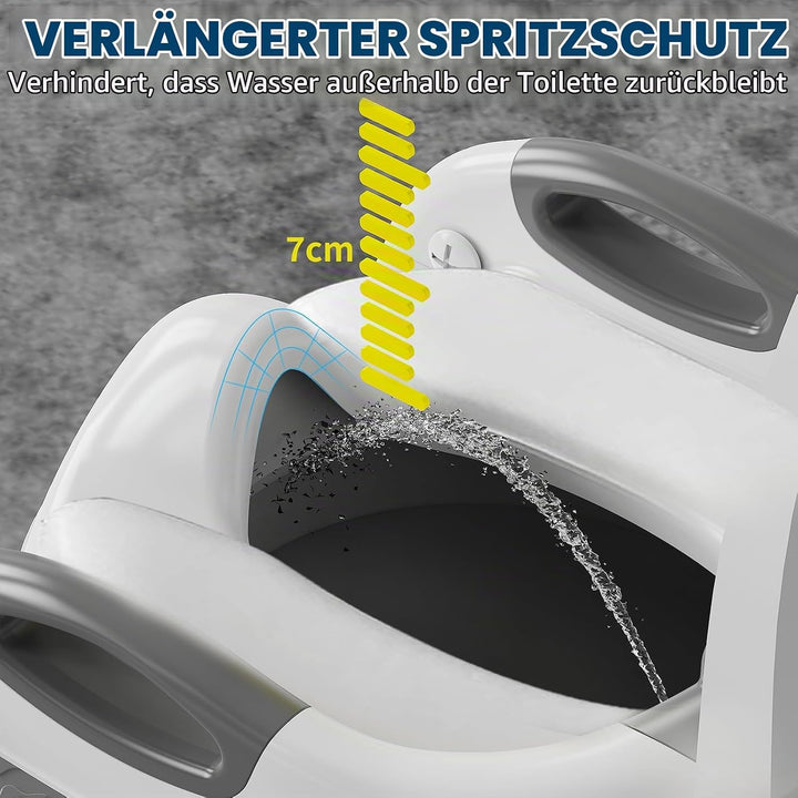 Toilettensitz Kinder mit Treppe – 8-fach Höhenverstellbar &amp; Extra Breites Trittbrett – Rutschfester