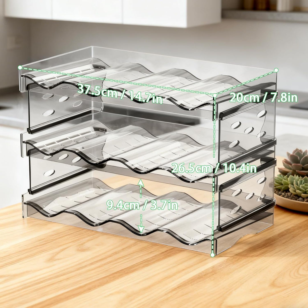 Flaschenregal Kühlschrank Stapelbarer 3 Tier 12 Flaschen Organizer Schrank Weinregal Weinflaschenhal