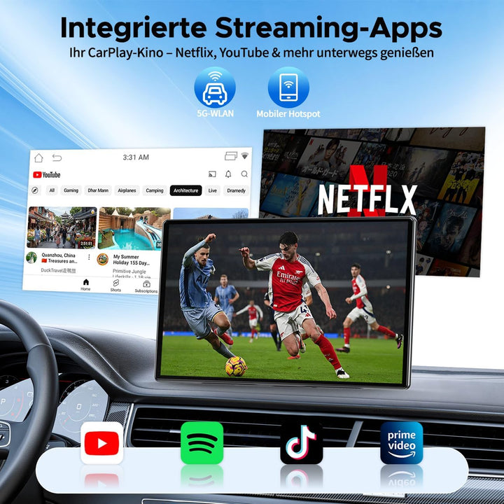 LAMTTO Wireless Carplay Display mit Net-Flix YouTube Tiktok 9 Zoll In-Cell Touchscreen CarPlay-Bilds