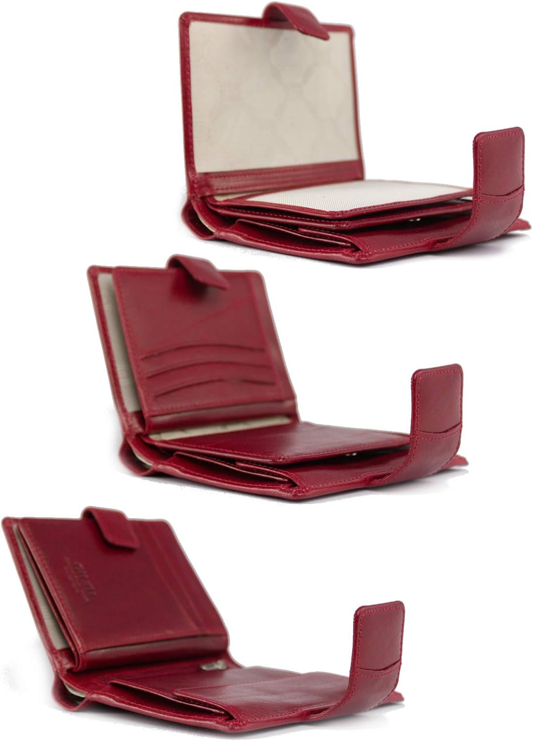 GIUDI ® - Damen Geldbörse aus Rindsleder, Geldbörse, Kreditkartenfach, echtes Leder Rot, Rot
